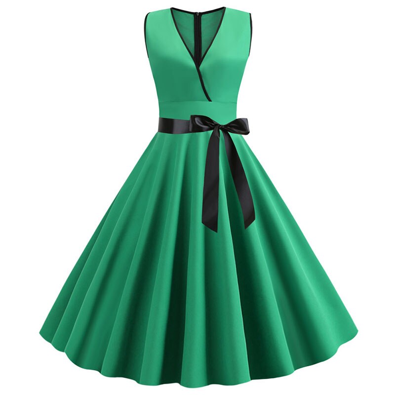 Robe Guinguette Unie Verte