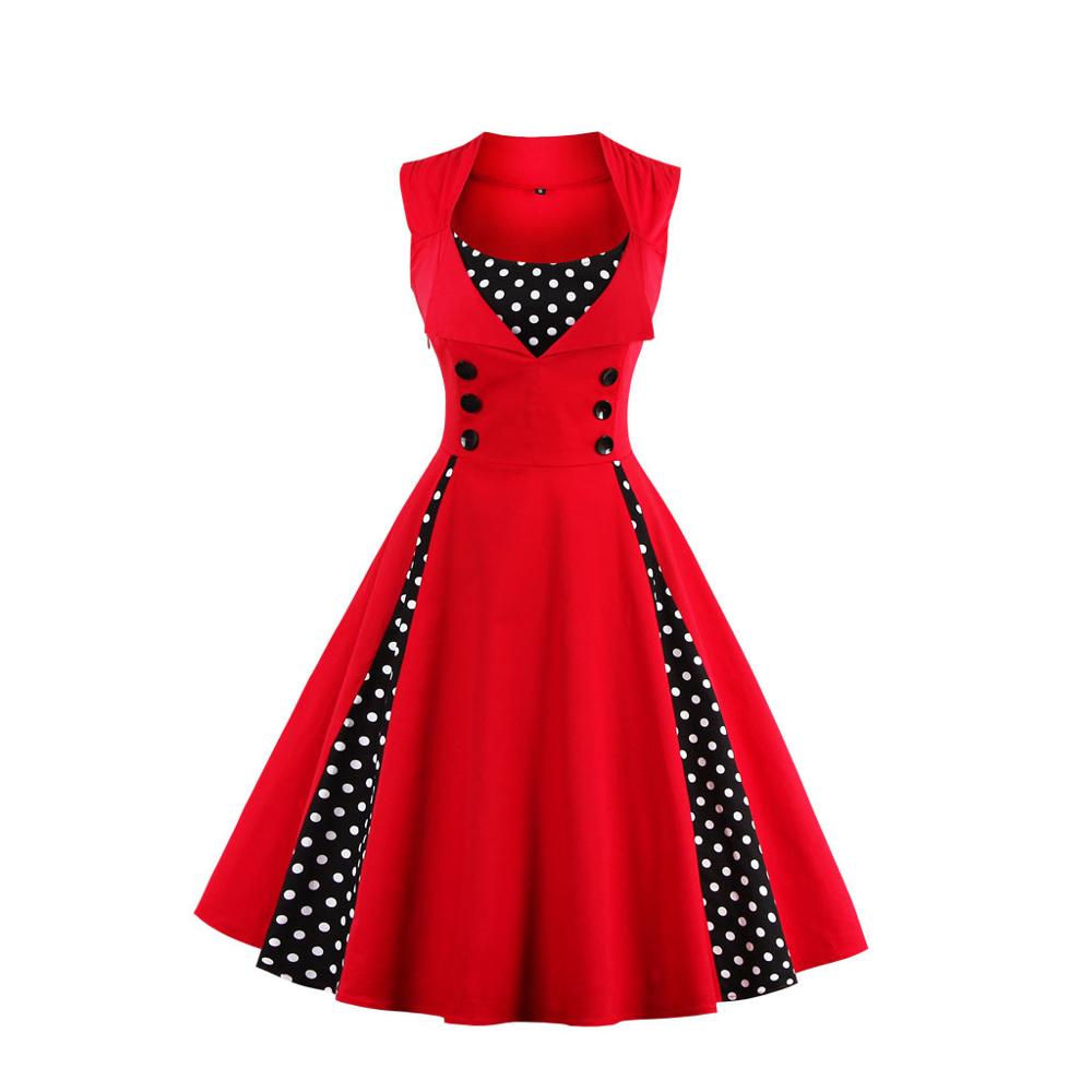 Robe Guinguette Trapèze Chic Rouge Pois vintage-dressing