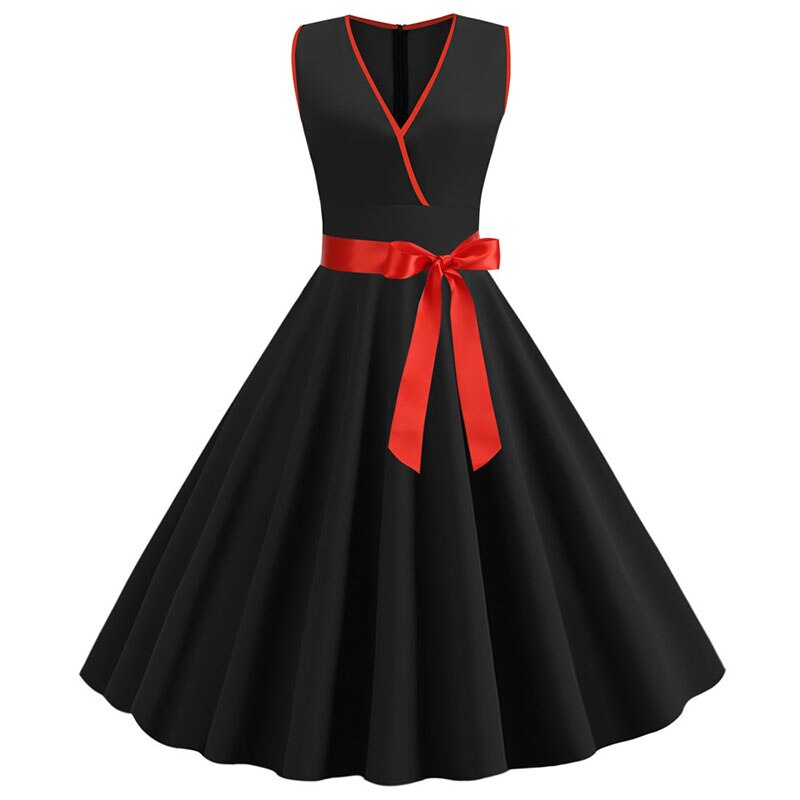 Robe Guinguette Unie Noir