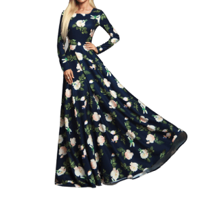 Robe Longue Motif Vintage | Vintage-Dressing