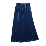 Jupe Vintage Mi-Longue Bleu Satin Rétro Chic Vintage-Dressing
