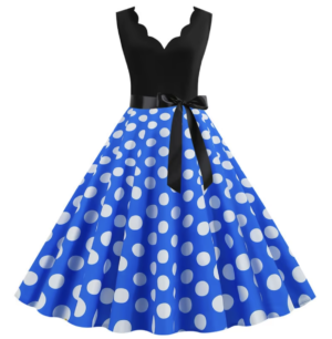 Robe guinguette vichy bleue et blanche