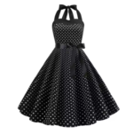 Robe Vintage pin-up à pois noirs