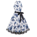 Robe Vintage pin-up à motif floral bleu