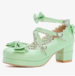 Chaussures Vintage pin-up à motif floral vert