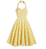 Robe Guinguette à carreaux jaune et blanc
