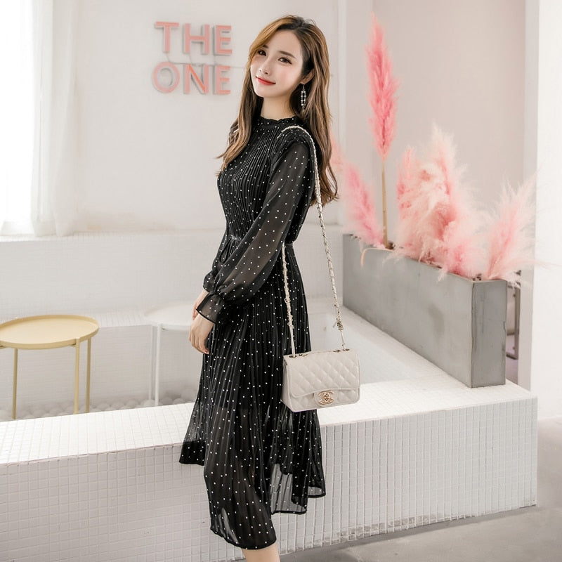 Robe vintage à pois noire – Image 5