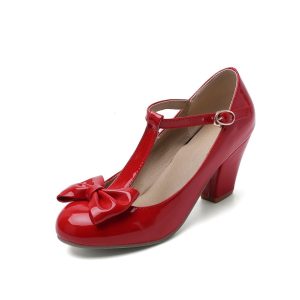 Chaussure Vintage Femme Noeud Rouge