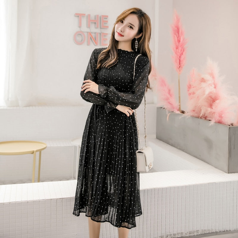 Robe vintage à pois noire – Image 3