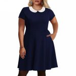 Robe Vintage chic bleu marine grande taille