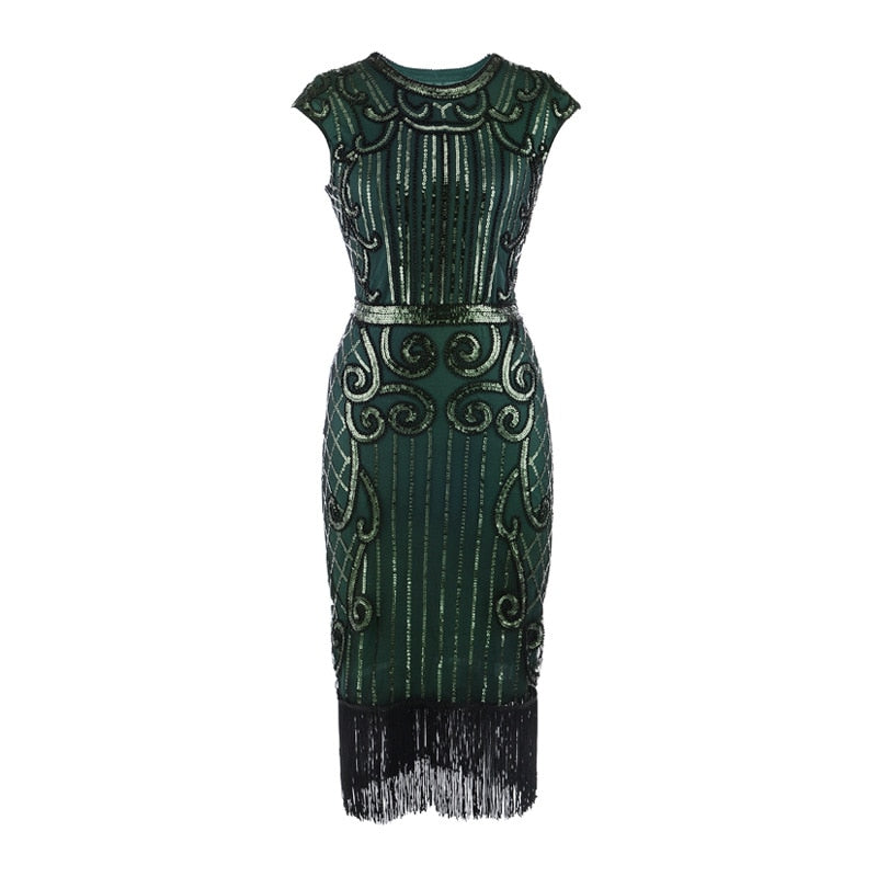 Robe Année 30 Gatsby Verte Vintage