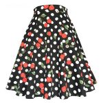 Jupe Vintage noire à motifs cerises