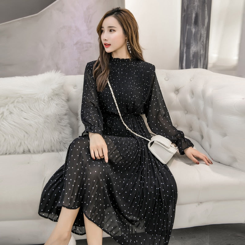 Robe vintage à pois noire – Image 4