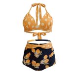 Maillot De Bain Vintage Taille Haute Années 60 Jaune à Pois Motif Citron