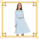 Robe Style Victorien Col Jabot Rétro Chic