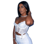 Crop Top Bustier Blanc Femme Vintage