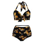 Maillot De Bain Vintage Taille Haute Noir Motifs Citron