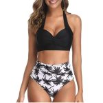 Maillot De Bain Vintage Taille Haute Noir Push Up
