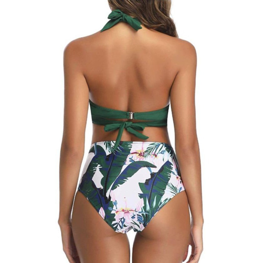 Maillots de Bain Vintage vert à taille haute – Image 3