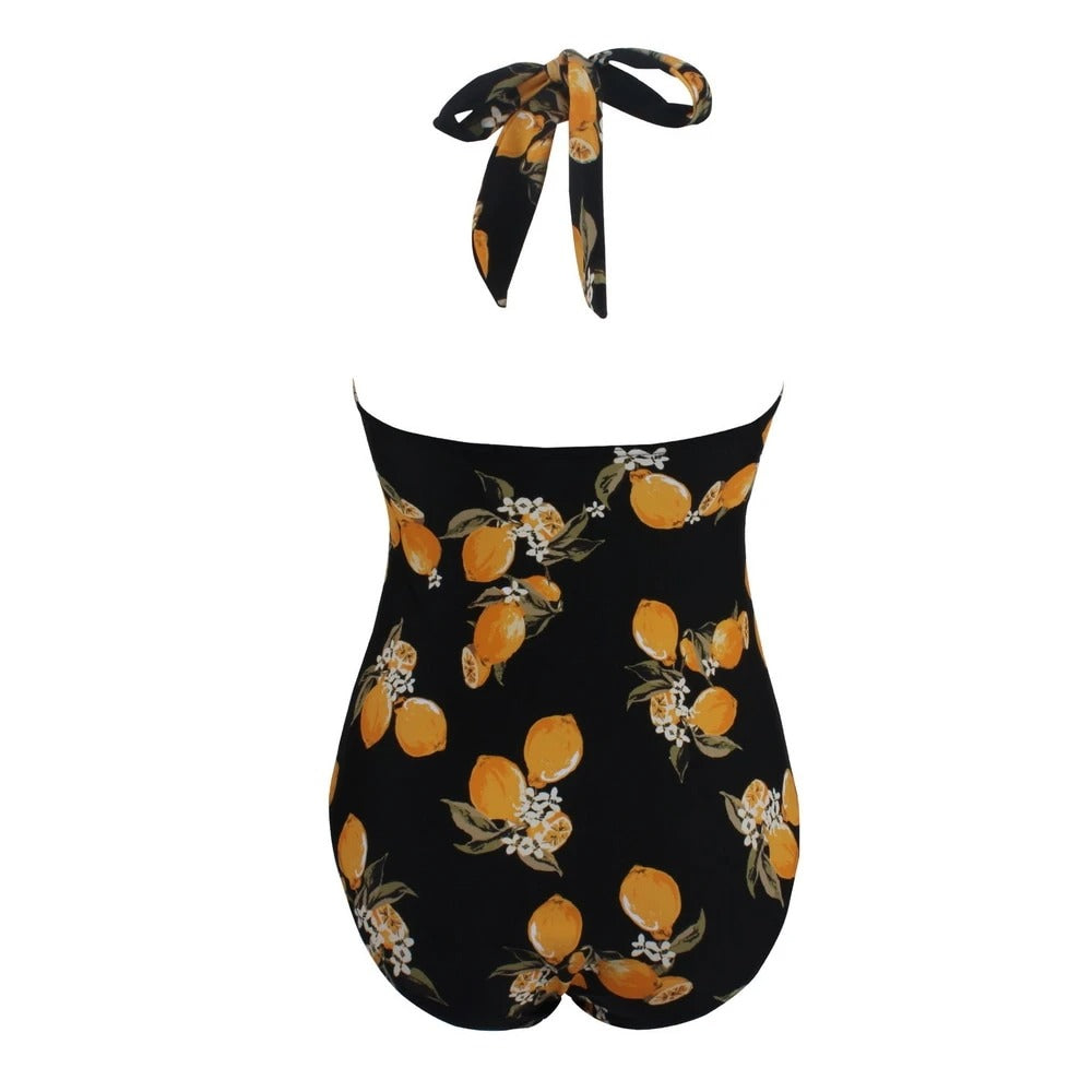 Maillot de bain une pièce rétro noir citron – Image 4
