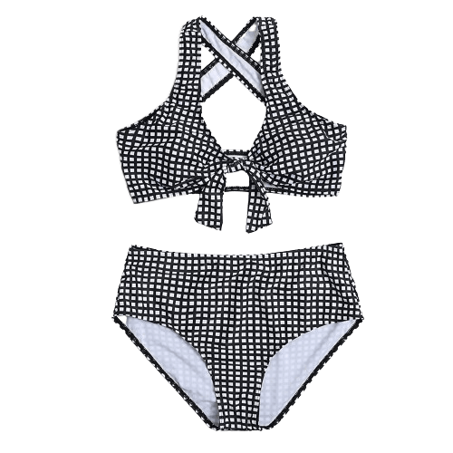 Maillots de Bain Vintage à carreaux taille haute – Image 3