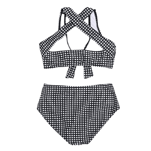 Maillots de Bain Vintage à carreaux taille haute – Image 4