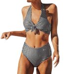 Maillots de Bain Vintage à carreaux taille haute