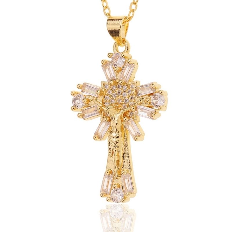 Bijoux vintage - collier avec pendentif croix en nacre