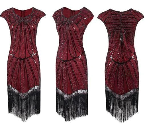 Robe vintage charleston rouge années 20 – Image 2