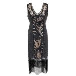 Robe Esprit Gatsby Noire et Or Rétro Chic Vintage