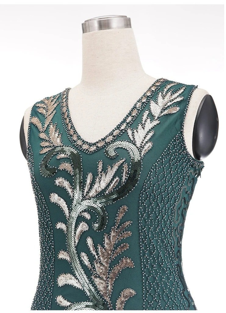 Robe Gatsby émeraude et dorée – Image 3