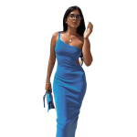 Robe d'été fourreau fendue couleur unie