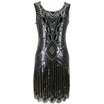 Robe Gatsby Courte Noire et Argent Rétro Chic