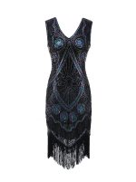 Robe Gatsby Courte Noire Rétro Chic