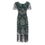 Robe Gatsby Haute Couture Verte Années 20
