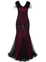 Robe Gatsby Longue Haute Couture Pourpre Rétro Chic
