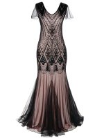 Robe Gatsby Longue Haute Couture Rose Rétro Chic