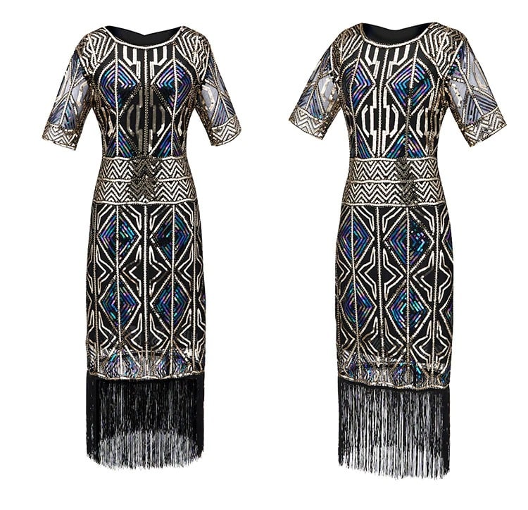 Robe Gatsby dorée élégante – Image 3