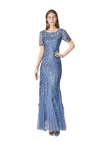 Robe Gatsby Longue Vintage Bleue Rétro Chic