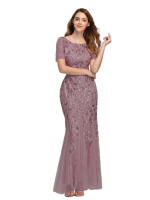 Robe Gatsby Longue Vintage Mauve Rétro Chic