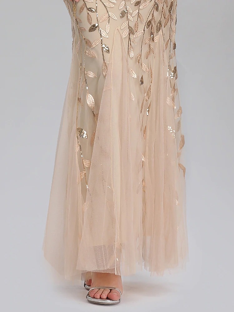 Robe Gatsby dorée style vintage longue – Image 6