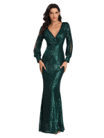 Robe Gatsby Manche Longue Verte Rétro Chic