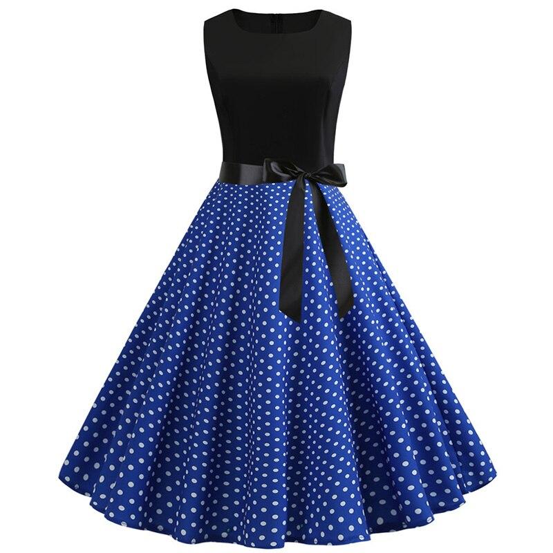 Robe Guinguette Bleue à Pois Blancs | Vintage-Dressing
