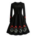 Robe Guinguette Broderie Coquelicot | Vintage-Dressing