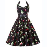 Robe Guinguette Noire Cerises