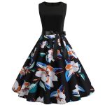 Robe Guinguette Noire à Fleurs | Vintage-Dressing