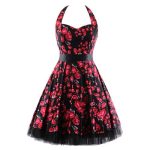 Robe Guinguette Noire et Roses Rouges | Vintage-Dressing