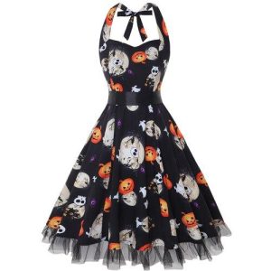 Robe Guinguette Noire Halloween | Vintage-Dressing