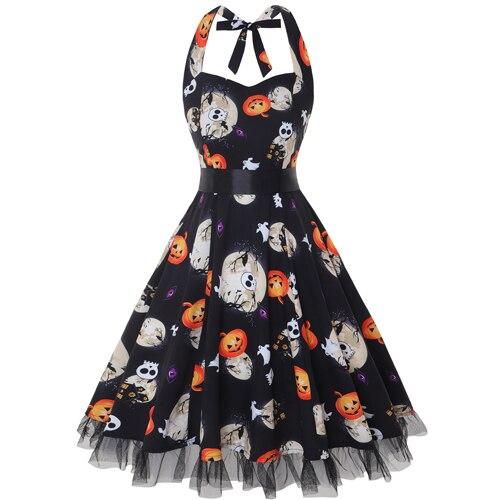 Robe Guinguette Noire Halloween | Vintage-Dressing