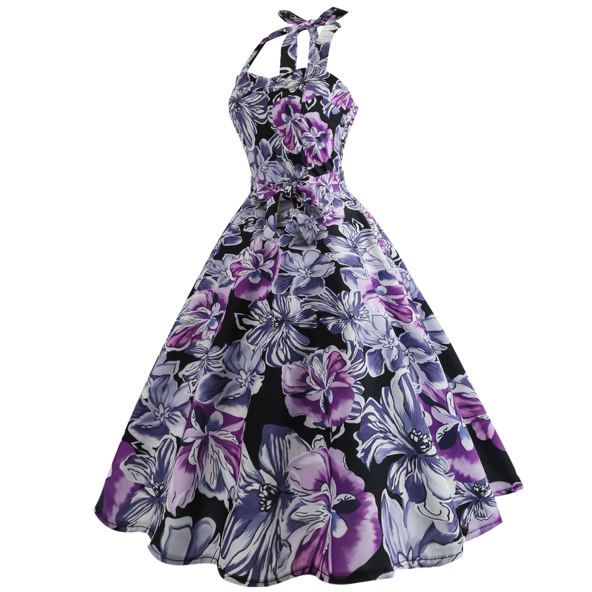 Robe guinguette noire à fleurs – Image 3